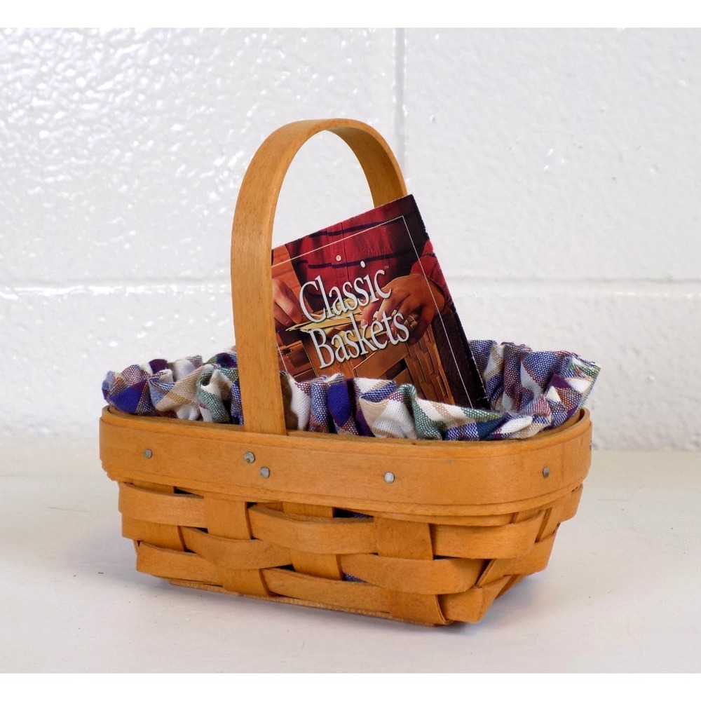 Parsley Booking Basket w/ Plaid Liner Protector & Card 2000 Longaberger Vintage - Picture 2 of 16